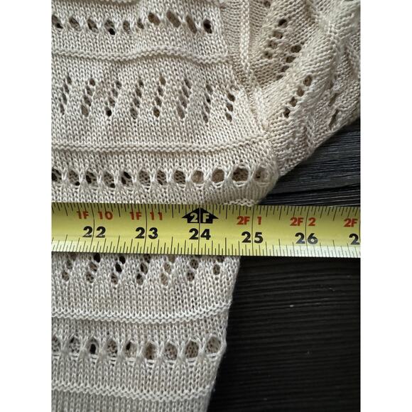 Maurices Knit Cardigan Open Front Cream Long Sleeves With Tie Ups Boho Beach LG - Picture 7 of 8